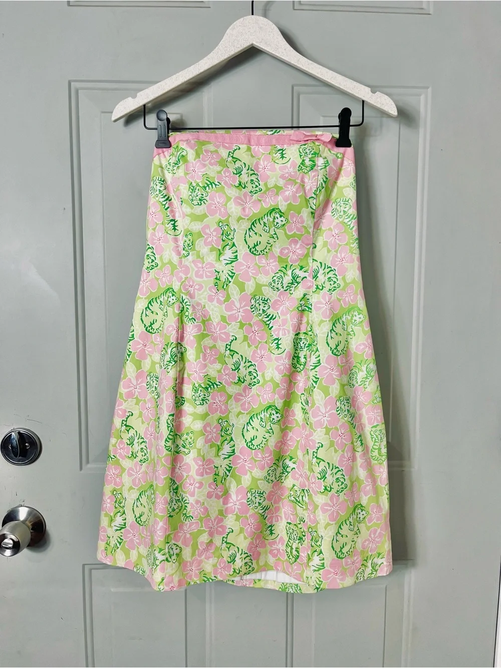 Lilly Pulitzer Vintage Tiger Cloud Print Strapless Mini Dress size 12 - Picture 6 of 6